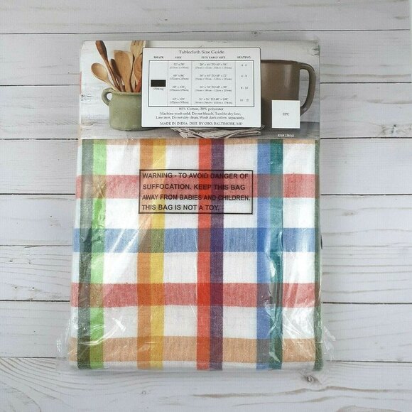 Middleton Home Fabric Tablecloth Multi Color Plaid 60x102 - Picture 2 of 2